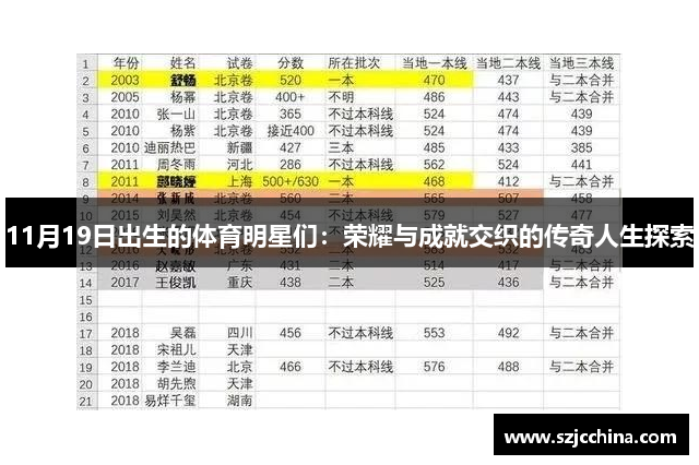 11月19日出生的体育明星们：荣耀与成就交织的传奇人生探索